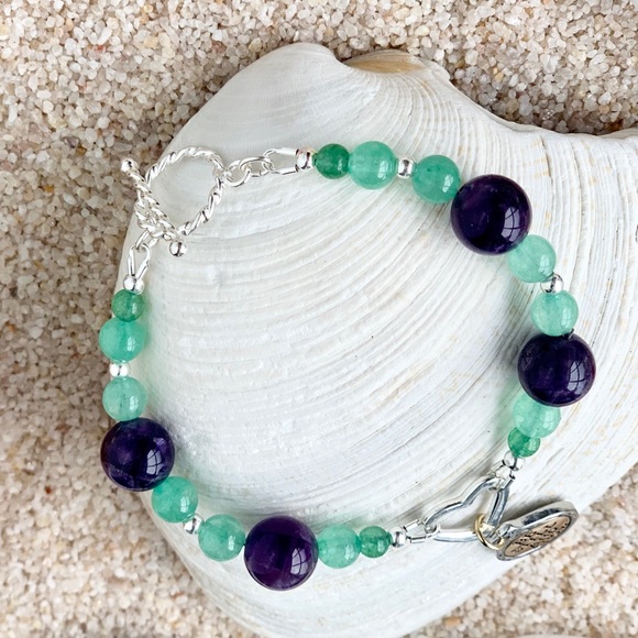 Christian Heart Gemstone Charm Bracelet - Open Heart - Picture 7 of 7